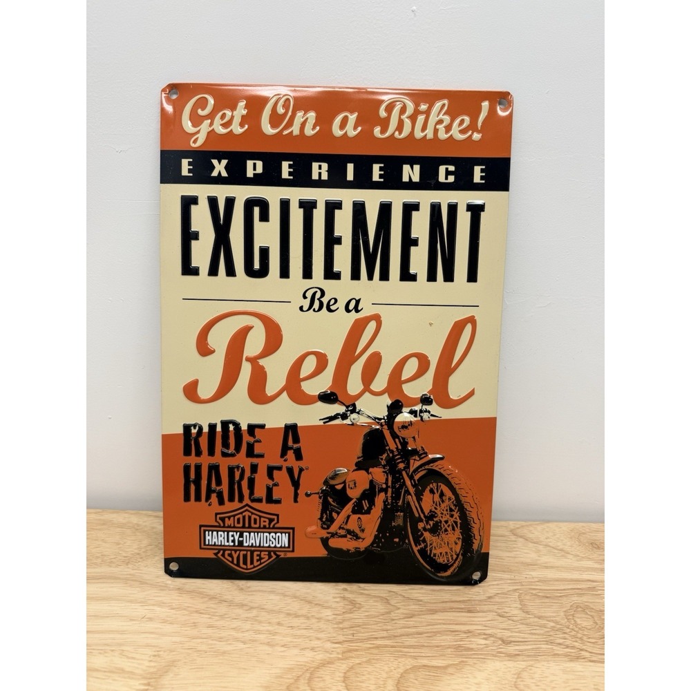 Harley-Davidson Get on a Bike Rebel Embossed Tin Sign, 10.5" x 15"
